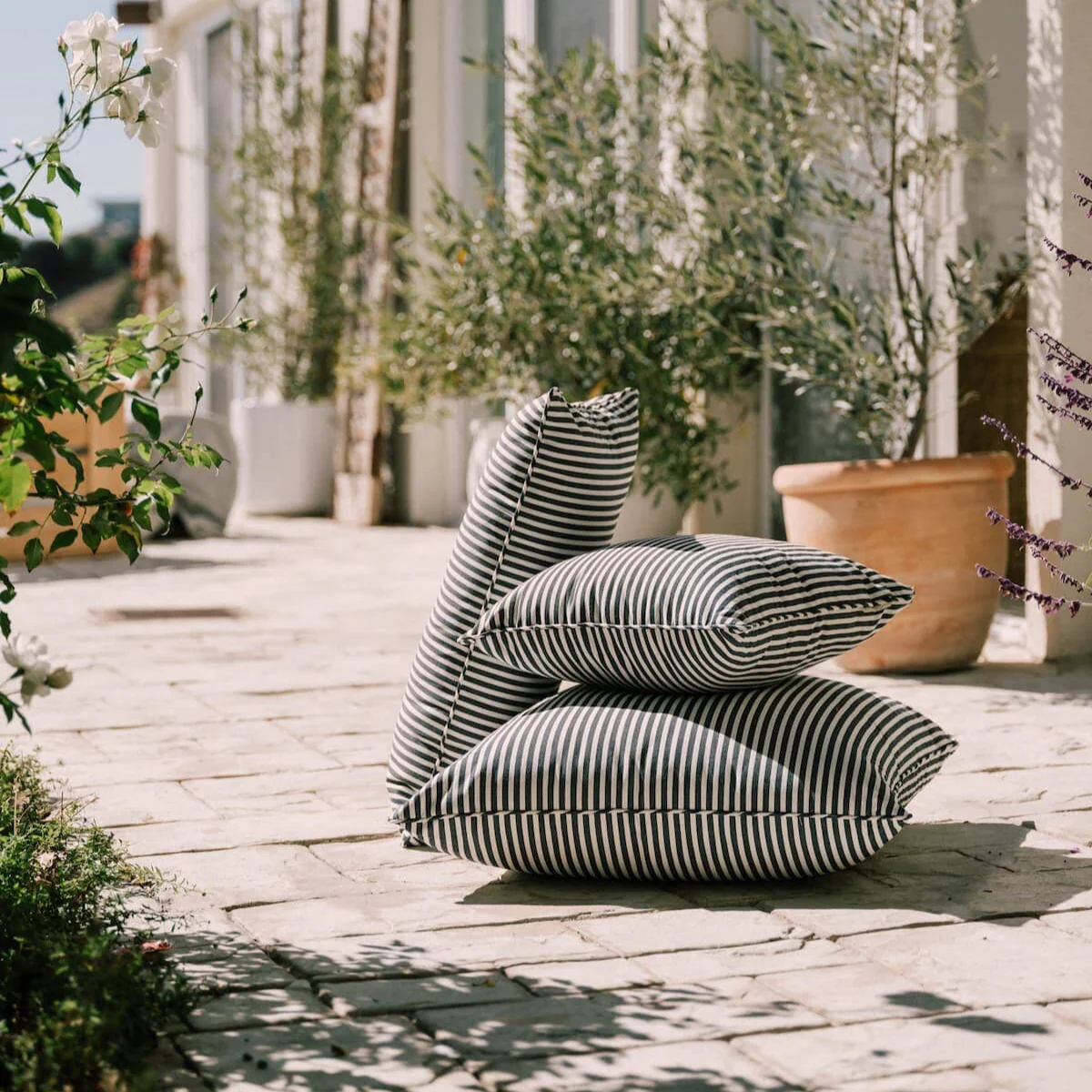 The Small Square Throw Pillow - Lauren's Navy Stripe - Image 6